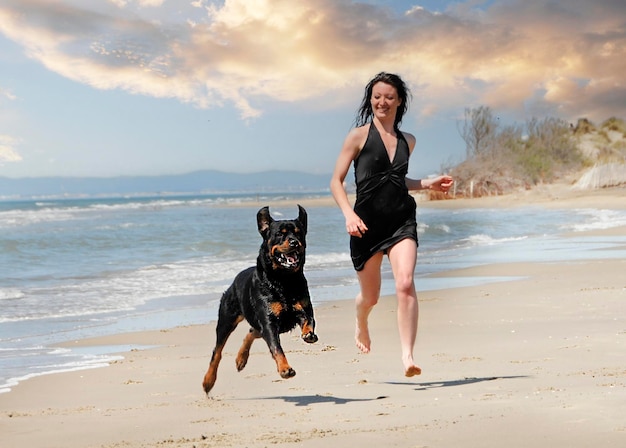 Rottweiler and woman