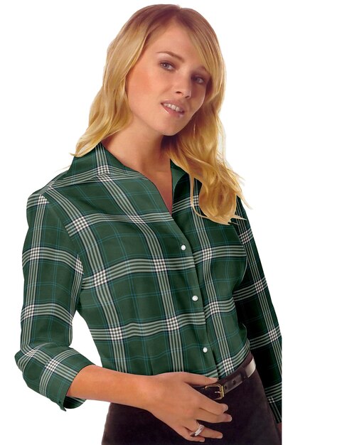 Rouge Plaid flannel twill check shirt photo with model