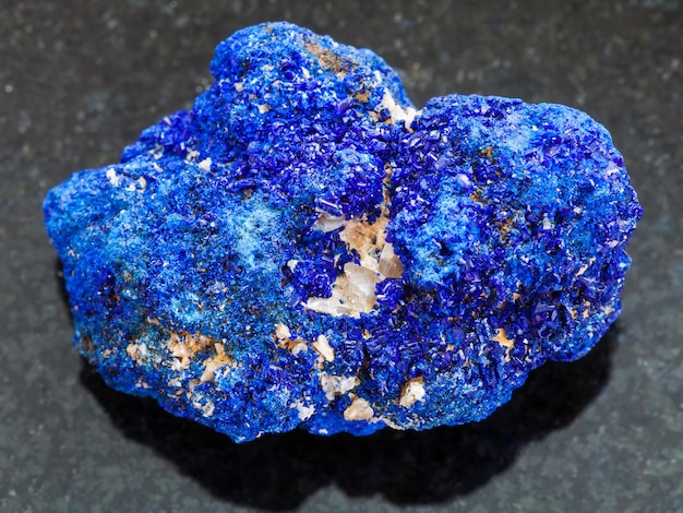 Rough crystalline Azurite stone on dark