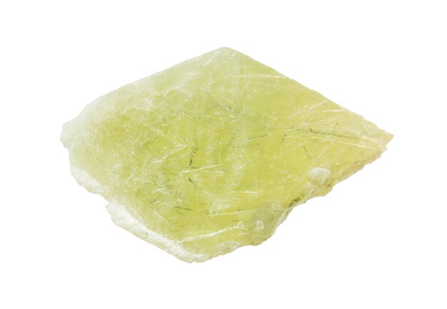 rough green sphene crystal isolated on white