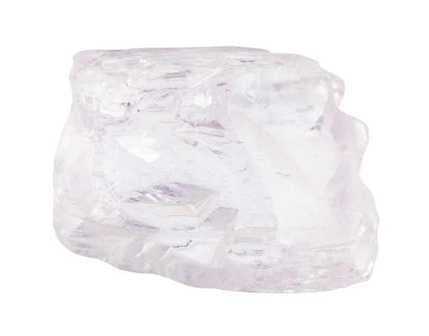 rough kunzite mineral isolated on white