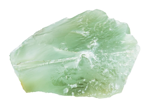 Rough Prase green quartz stone isolated