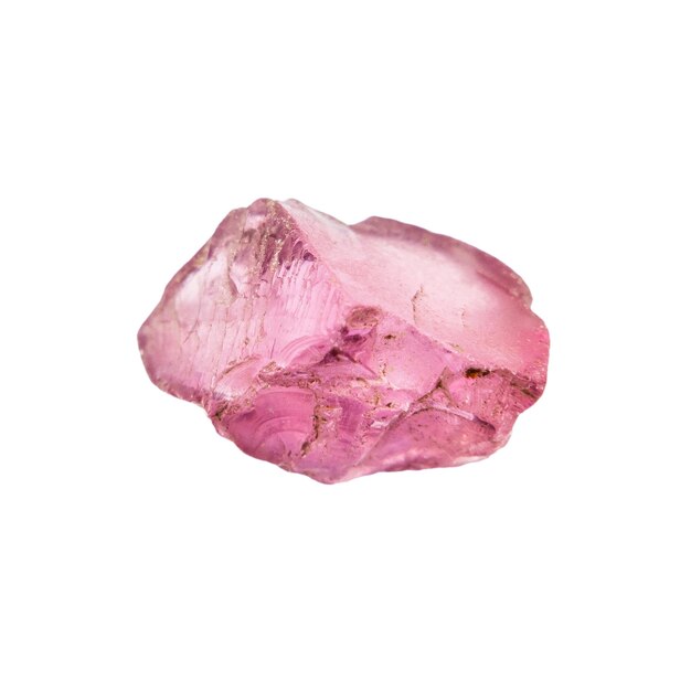 Photo rough rhodolite crystal isolated on white