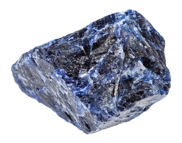 Rough Sodalite gemstone isolated on white