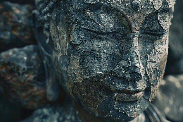 Rough stone Buddha face