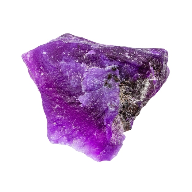 Photo rough sugilite mineral isolated on white