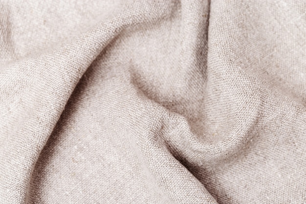 Rough texture of linen cloth close up