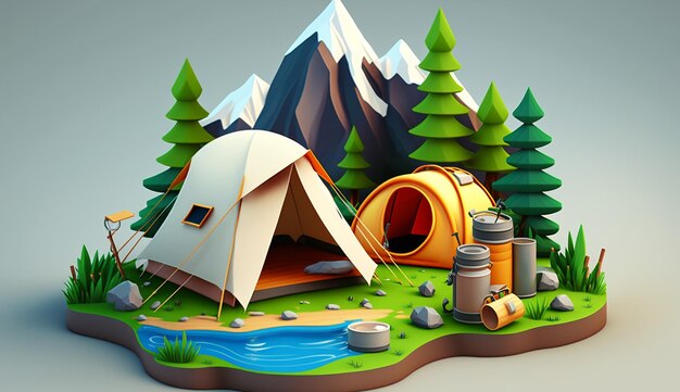 Roughing It Иллюстрация генеративного ИИ для летних походов