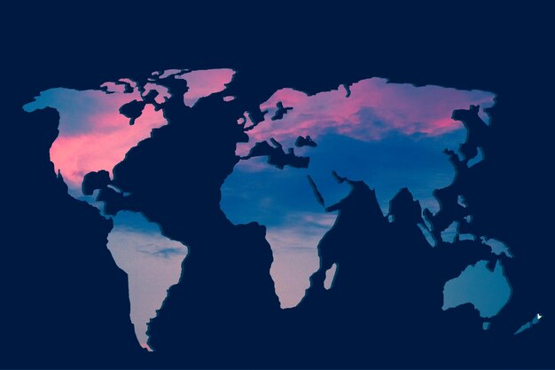 グローバルビジネスコンセプトとして大まかに描かれた世界地図