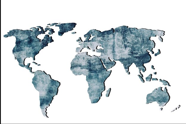 Photo roughly sketched out world map as global business concepts