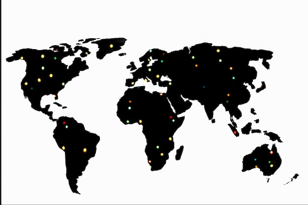 Foto una mappa del mondo approssimativamente delineata come concetti di business globali