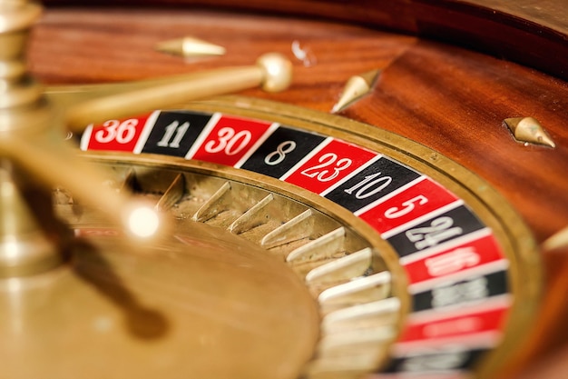 Roulette in casino and Poker Chips