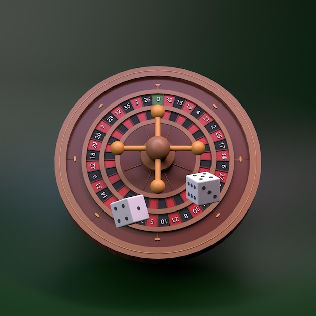 Photo roulette poker table casino element render in 3d