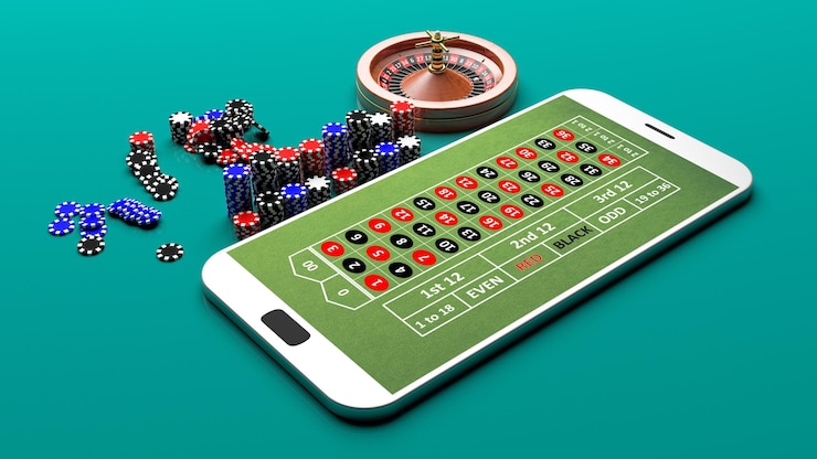 Photo roulette on a smartphone 3d illustration