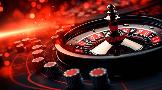 Roulette table in casino