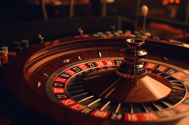 A roulette wheel in a casino