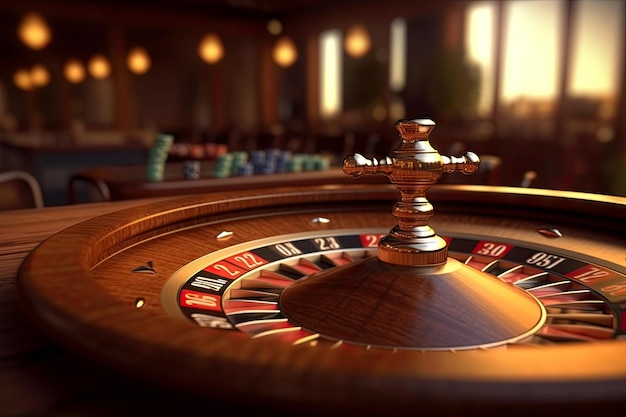 A roulette wheel in a casino