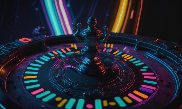 Roulette wheel spinning in casino