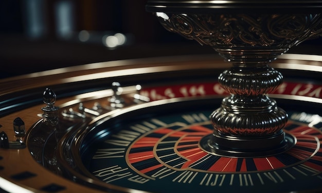 Roulette wheel spinning in casino