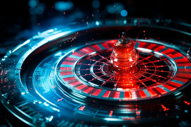 Roulette wheel with red light casino conceptgenerative ai