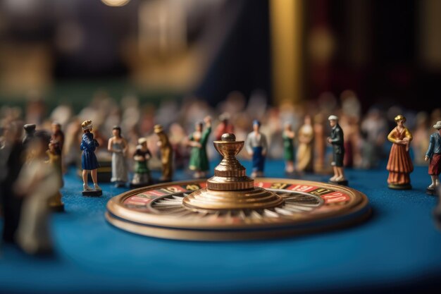 Roulettewiel in het midden van de tafel op de casinotafel Generative AI