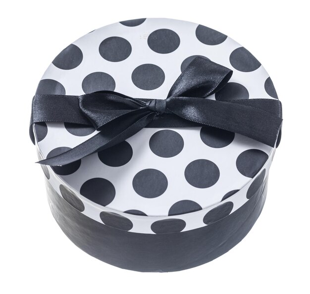 Round black gift box isolated