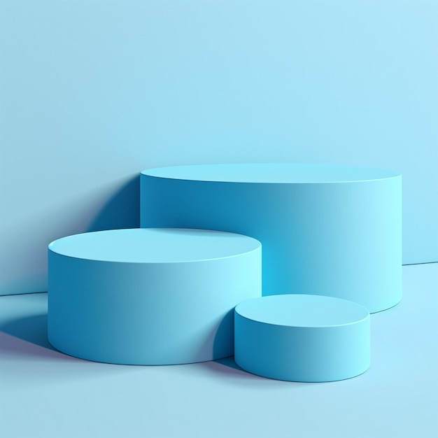 Round blue podiums empty pedestal mockup in trendy very peri colors for product presentation