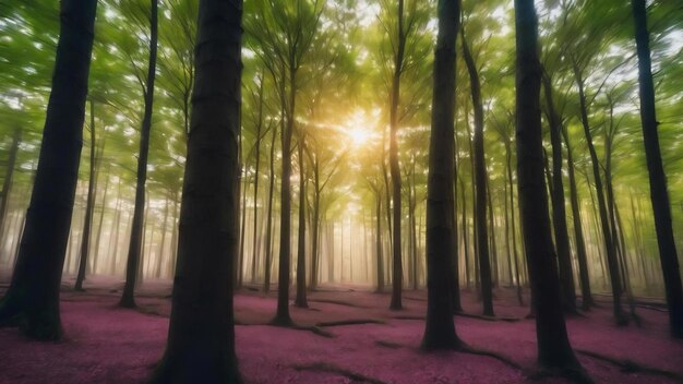 Round blur forest trees background material