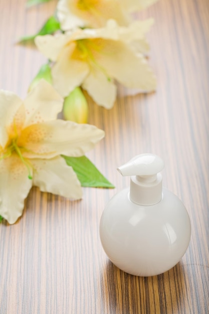 Round bottle with flower