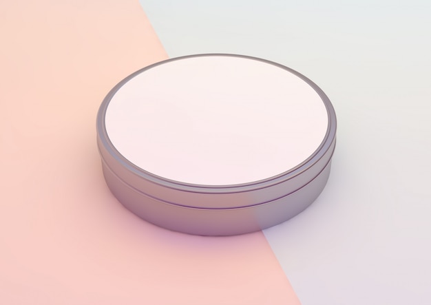 Round box on pink and blue