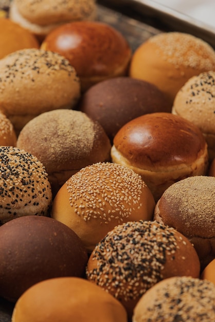 Round bread of various flavors