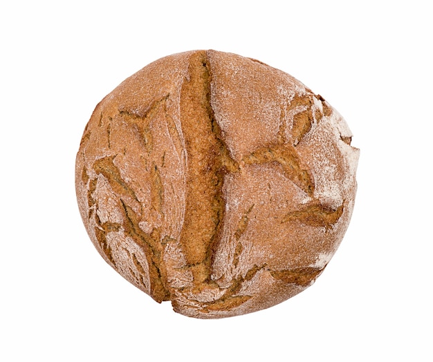 Round bread with a crust isolated on a white background