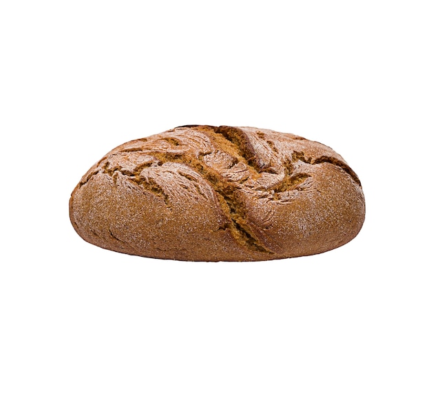 Round bread with a crust isolated on a white background