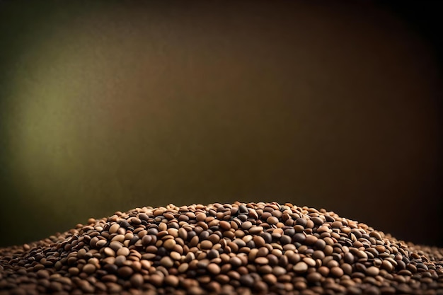 Round brown podium close shot background studio with lentil green high quality