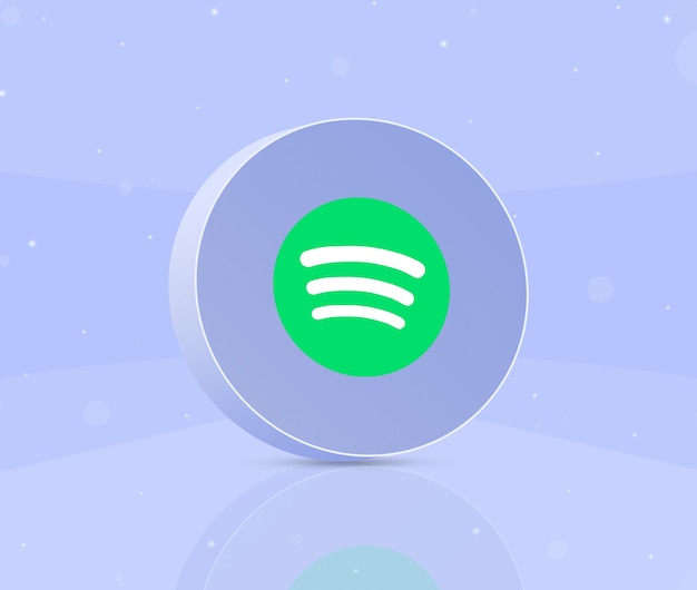 Round button with spotify logo icon 3d