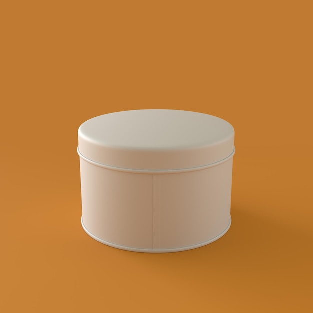 Mockup di scatola di cartone rotonda isolato su sfondo arancione rendering 3d