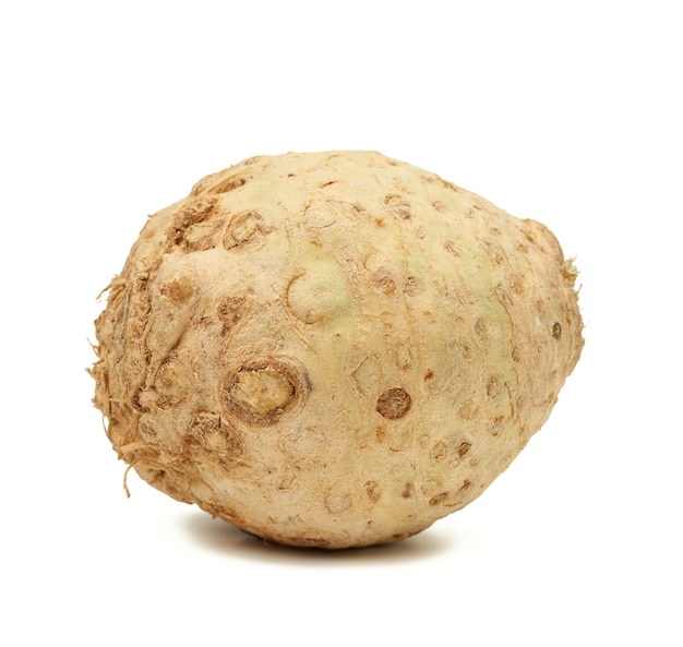 Round celery root isolated on white