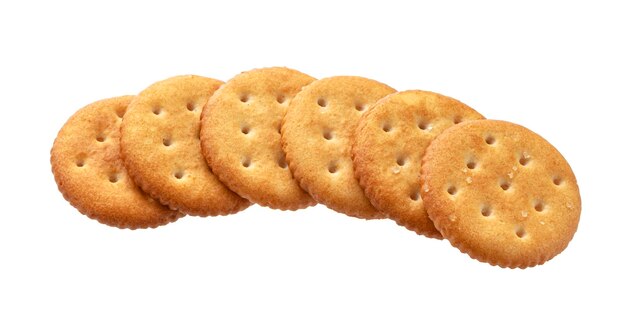 Photo round cheese crackers isolated on white background with clipping path