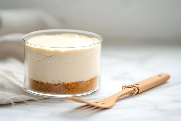 Round Cheesecake in a Glass Cup in the Studio