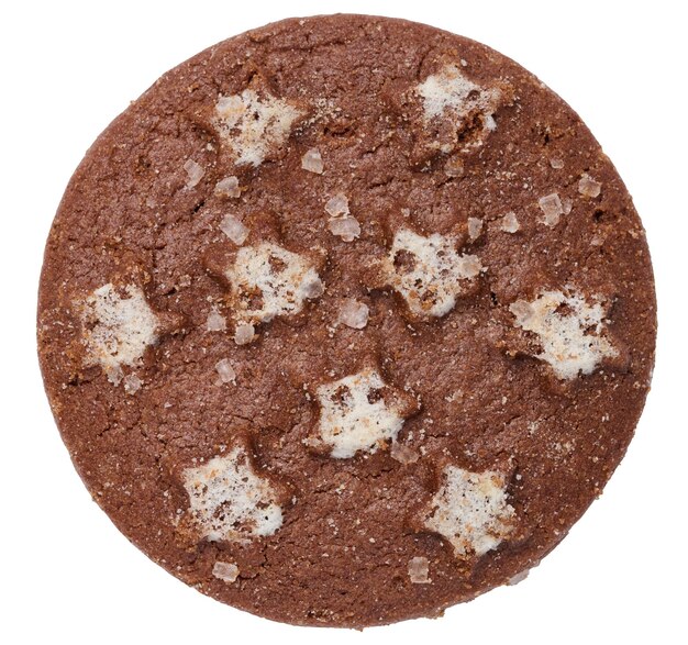 Round chocolate cookies on white isolated background