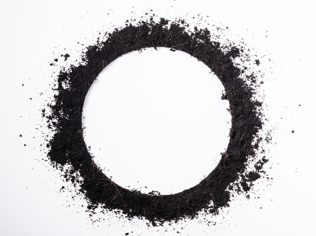 Round circle frame of black land for plant background