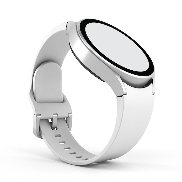 Round Classic Smart Watch Left Side Isolated In White Background