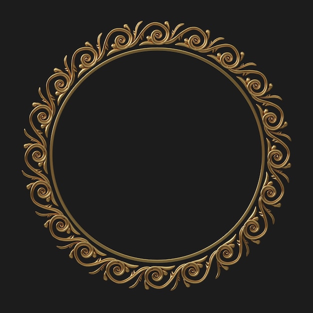 Photo round classical carved gold frames