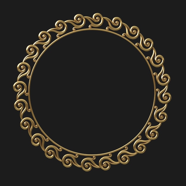 Photo round classical carved gold frames