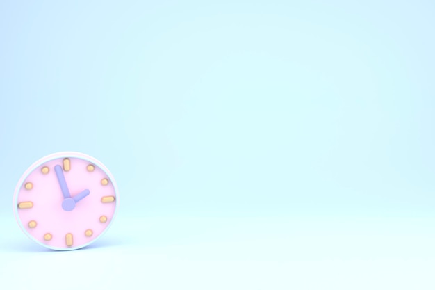 Round clock with copy space 3d Cartoon minimal style Timekeeping measurement of time time management and deadline concept