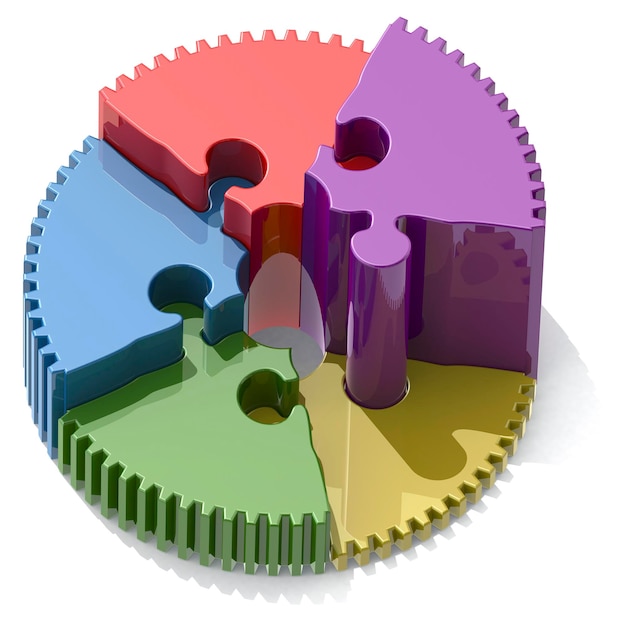Premium Photo Round colorful jigsaw puzzle increasing in height