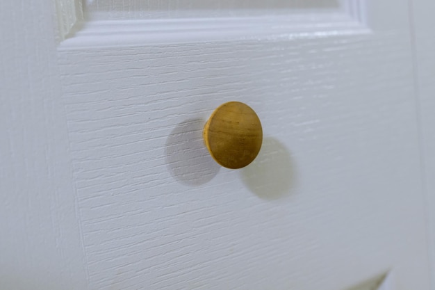 Round door knob on a wooden door