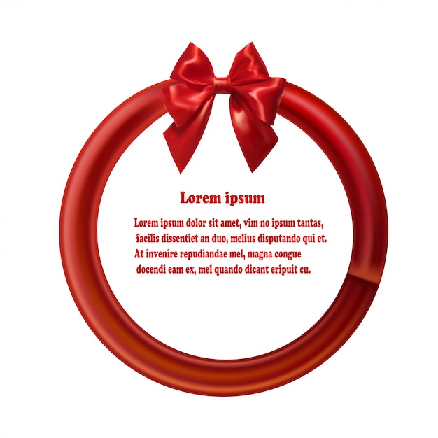 Photo round element with red ribbon and bow.