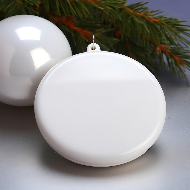 Photo round empty white ceramic ornament blanks as heartwarming gifts for a family reunion