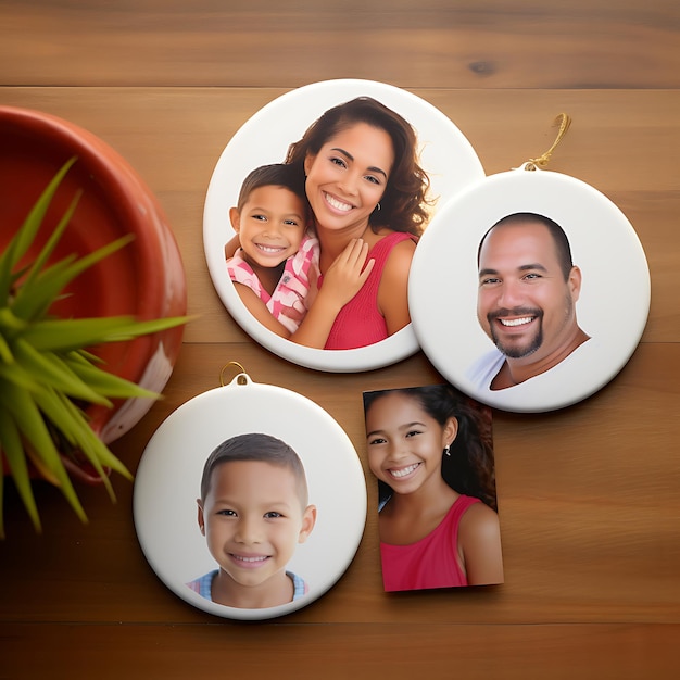 round empty white ceramic ornament blanks as heartwarming gifts for a family reunion